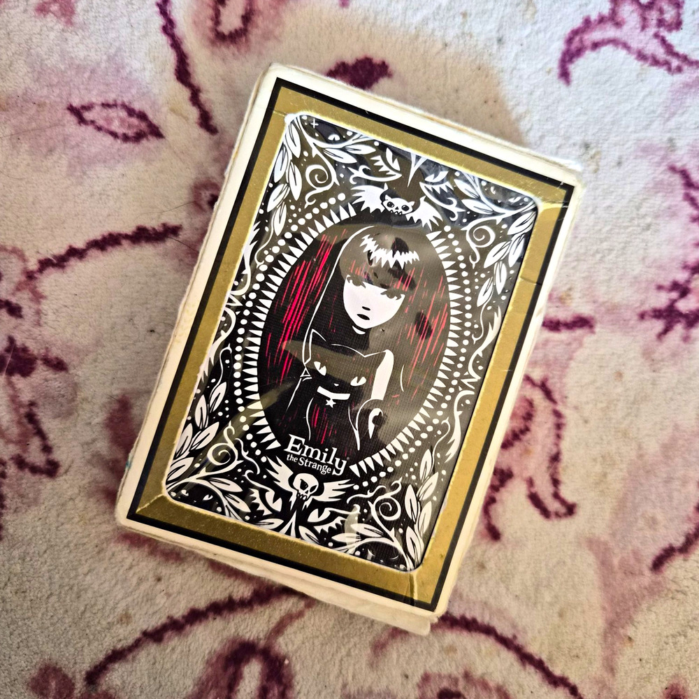 Unused Emily The Strange Vintage Poker Playing Cards Red Foil Rim 54 Count